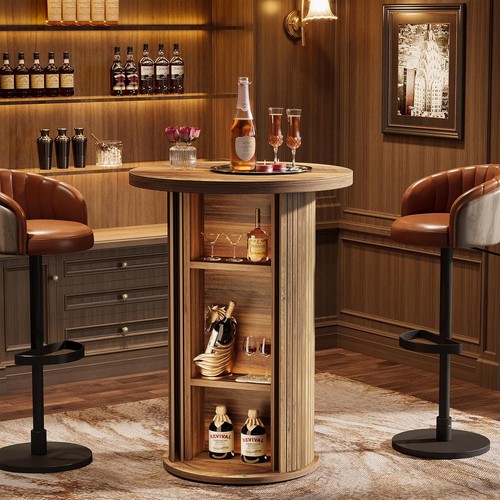 Round bar table rustic - round, 35.4"